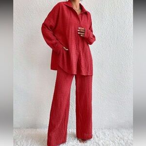 Elegant Red Wide Leg set